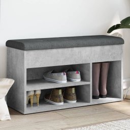 Gossi banca de pantofi, gri beton, 82x32x45,5 cm, lemn prelucrat
