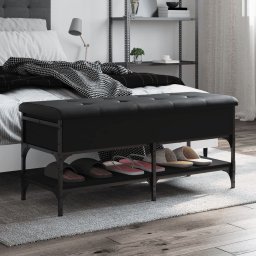 Gossi banca de pantofi, negru, 102x42x45 cm, lemn prelucrat
