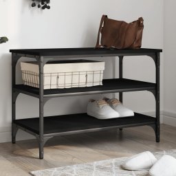 Gossi banca de pantofi, negru, 70x38,5x49 cm, lemn prelucrat