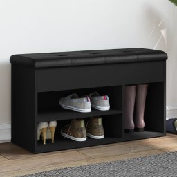 Gossi banca de pantofi, negru, 82x32x45,5 cm, lemn prelucrat