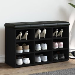 Gossi banca de pantofi, negru, 82x32x50 cm, lemn prelucrat