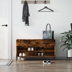 Gossi banca de pantofi, stejar fumuriu, 102x35x55 cm, lemn prelucrat