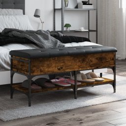 Gossi banca de pantofi, stejar fumuriu, 102x42x45 cm, lemn prelucrat