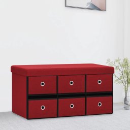 Gossi banca depozitare pliabila, roşu vin, 76x38x38 cm imitatie panza