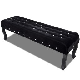 Gossi banca din catifea, cu nasturi de cristal, negru