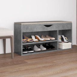Gossi banca pantofar cu perna gri beton 104x30x49 cm, lemn prelucrat