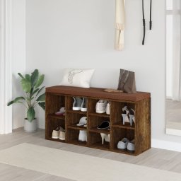 Gossi banca pentru pantofi stejar fumuriu 103x30x48 cm lemn prelucrat