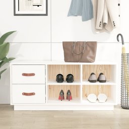 Gossi banca pentru pantofi, alb, 100x34x45 cm, lemn masiv pin