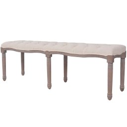 Gossi banca, alb crem, 150x40x48 cm, panza si lemn masiv