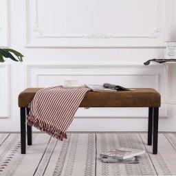 Gossi banca, maro, 106 cm, piele intoarsa ecologica