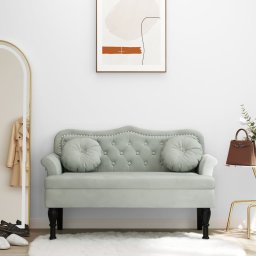 Gossi bancheta cu perne, gri deschis, 120,5x65x75 cm, catifea