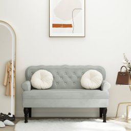 Gossi bancheta cu spatar, gri deschis, 119,5x64,5x75 cm, catifea