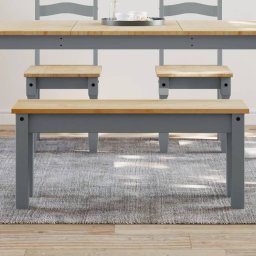 Gossi bancheta de bucatarie panama, gri, 105x30x45 cm, lemn masiv pin