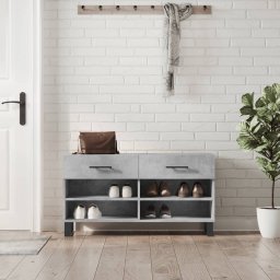 Gossi bancheta pantofar, gri beton, 102x35x55 cm, lemn prelucrat