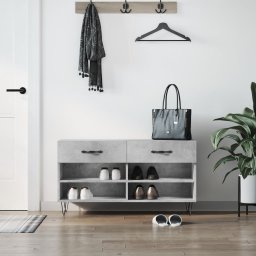 Gossi bancheta pantofar, gri beton, 102x35x55 cm, lemn prelucrat