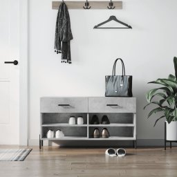 Gossi bancheta pantofar, gri beton, 102x35x55 cm, lemn prelucrat