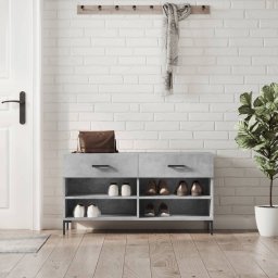 Gossi bancheta pantofar, gri beton, 102x35x55 cm, lemn prelucrat