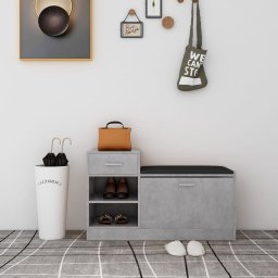Gossi bancheta pantofar, gri beton, 94,5x31x57 cm, lemn prelucrat