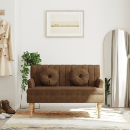 Gossi bancheta spatar maro 113x64,5x75,5 cm, piele intoarsa ecologica