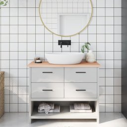 Gossi blat de baie, 100x30x2 cm, lemn masiv netratat