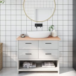 Gossi blat de baie, 100x30x4 cm, lemn masiv netratat