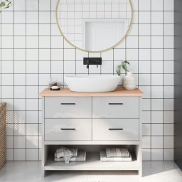 Gossi blat de baie, 100x40x2 cm, lemn masiv netratat