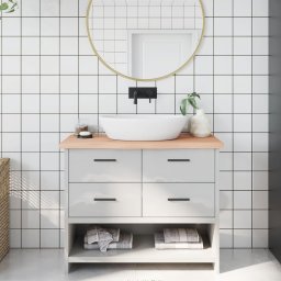 Gossi blat de baie, 100x40x4 cm, lemn masiv netratat