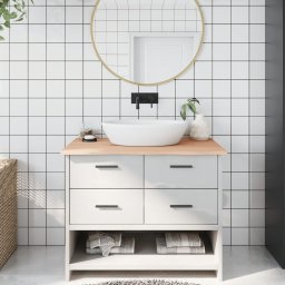 Gossi blat de baie, 100x50x2 cm, lemn masiv netratat