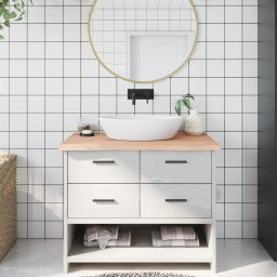 Gossi blat de baie, 100x50x4 cm, lemn masiv netratat
