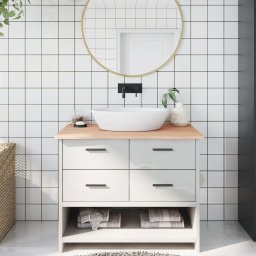 Gossi blat de baie, 100x60x2 cm, lemn masiv netratat