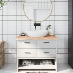 Gossi blat de baie, 100x60x4 cm, lemn masiv netratat