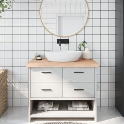 Gossi blat de baie, 100x60x6 cm, lemn masiv netratat