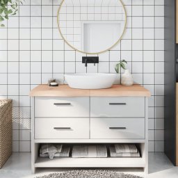 Gossi blat de baie, 120x60x(2-6) cm, lemn masiv netratat