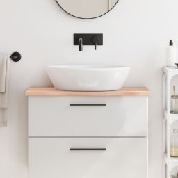 Gossi blat de baie, 80x30x2 cm, lemn masiv netratat