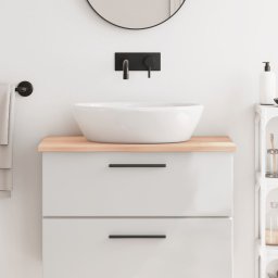 Gossi blat de baie, 80x50x2 cm, lemn masiv netratat