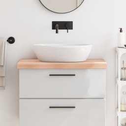 Gossi blat de baie, 80x50x6 cm, lemn masiv netratat