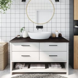 Gossi blat de baie, gri inchis, 100x50x4 cm, lemn masiv tratat