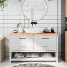 Gossi blat de baie, maro deschis, 140x50x(2-6) cm, lemn masiv tratat
