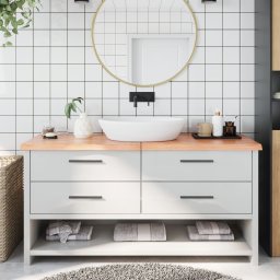 Gossi blat de baie, maro deschis, 160x50x(2-4) cm, lemn masiv tratat