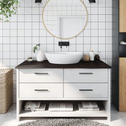 Gossi blat de baie, maro inchis, 100x60x2 cm, lemn masiv tratat