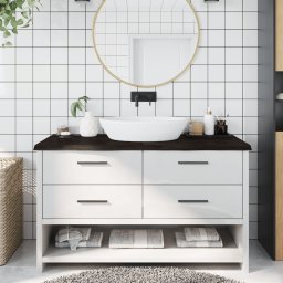 Gossi blat de baie, maro inchis, 140x60x(2-4) cm, lemn masiv tratat