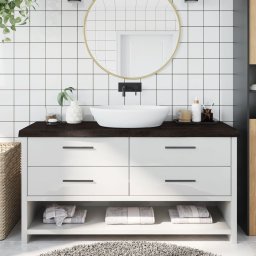 Gossi blat de baie, maro inchis, 160x60x(2-6) cm, lemn masiv tratat