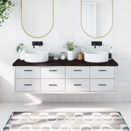 Gossi blat de baie, maro inchis, 180x50x(2-6) cm, lemn masiv tratat