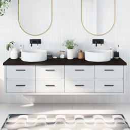 Gossi blat de baie, maro inchis, 200x50x(2-4) cm, lemn masiv tratat