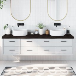 Gossi blat de baie, maro inchis, 200x50x(2-6) cm, lemn masiv tratat