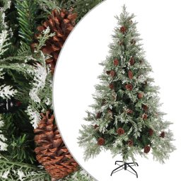 Gossi brad de craciun cu conuri de pin, verde/alb, 195 cm, pvc&pe