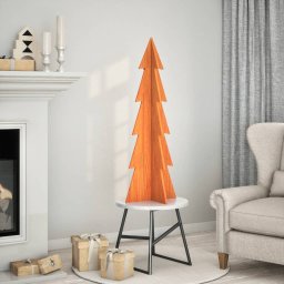 Gossi brad de craciun decorativ, maro ceruit, 112 cm, lemn pin masiv