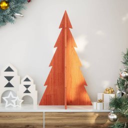 Gossi brad de craciun decorativ, maro ceruit, 80 cm, lemn pin masiv