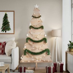 Gossi brad de craciun din lemn decorativ, 180 cm, lemn de pin masiv