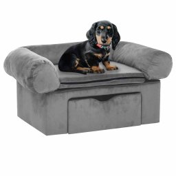 Gossi canapea pentru caini cu sertar, gri, 75x50x38 cm, plus